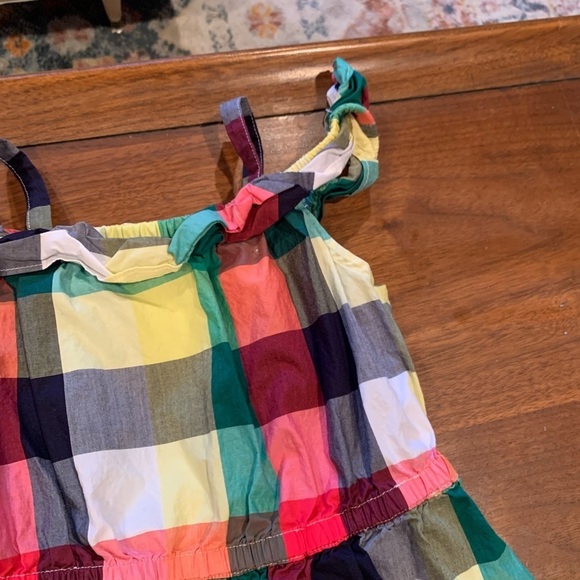 Janie and Jack Multi-Color Buffalo Plaid Off the Shoulder Sun Dress Size 5 - Picture 3 of 5